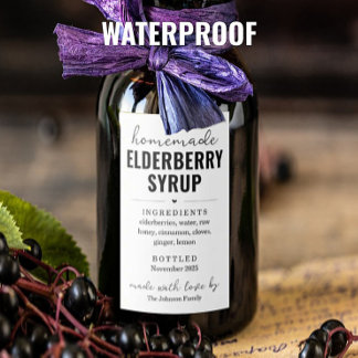 Waterproof Homemade Elderberry Syrup Labels