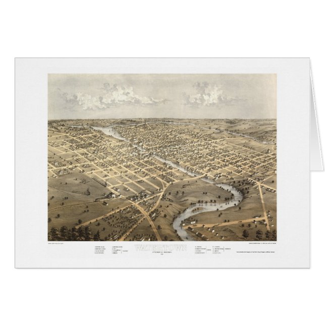 Watertown, mapa panorámico de los WI - 1867 (Anverso (Horizontal))