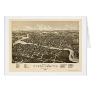 Watertown, mapa panorámico de los WI - 1885