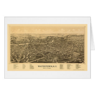Watertown, mapa panorámico de NY - 1891
