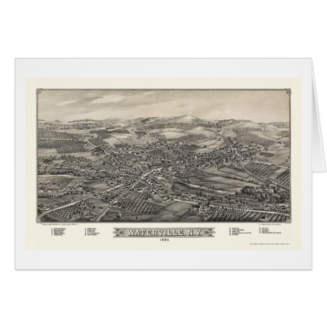 Waterville, mapa panorámico de NY - 1885 (Anverso (Horizontal))