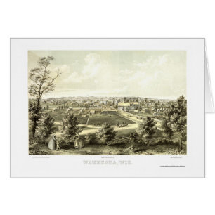 Waukesha, mapa panorámico de los WI - 1857