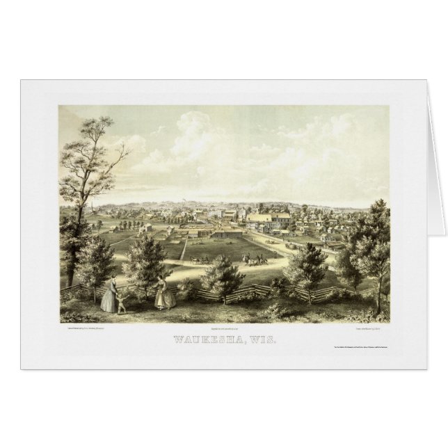 Waukesha, mapa panorámico de los WI - 1857 (Anverso (Horizontal))