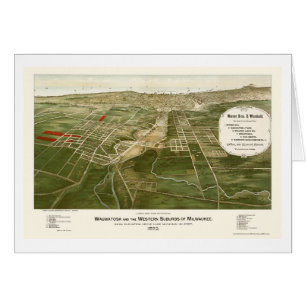 Wauwatosa, mapa panorámico de los WI - 1892
