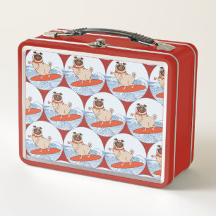 Wave riding happy pug dog on surfboard scarf band
