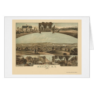 Waverly, mapa panorámico de NY - 1881