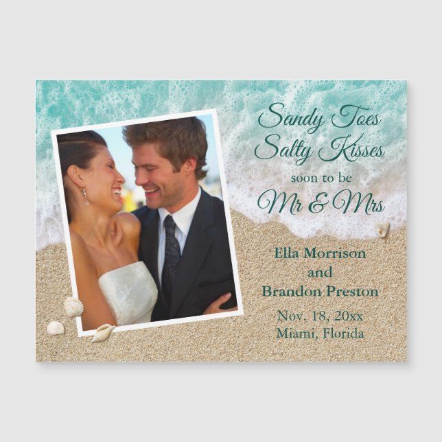 Waves de playa Sandy Toes Salty Kiss Photo Magnet (Anverso)