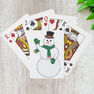 Waving Snowman Jugando Cartas