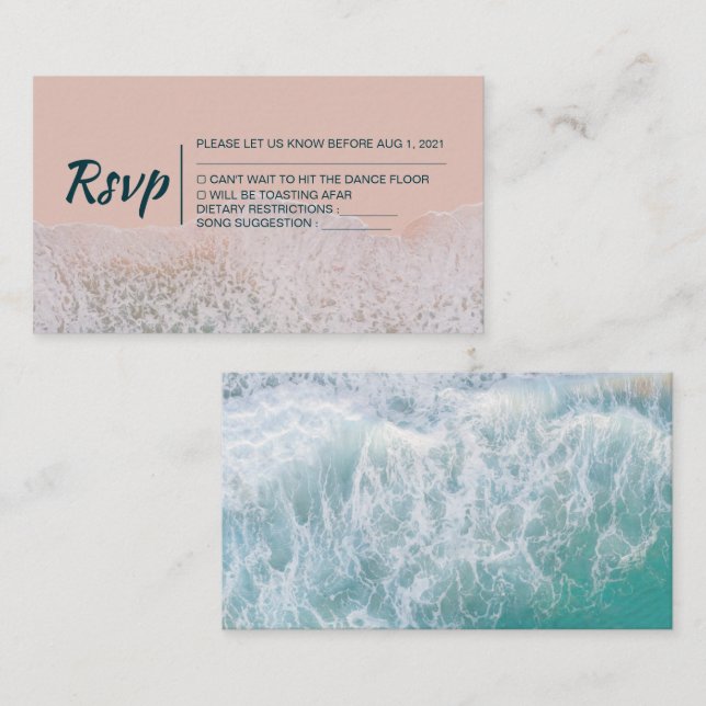 Wavy Beach Tarjeta Rsvp De Boda Moderna (Anverso / Reverso)