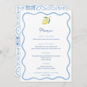 Wavy Line Border Lemon Wedding Ducha Tarjeta Lugar