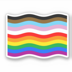 Wavy Progress Pride Striped Flag Pegatina