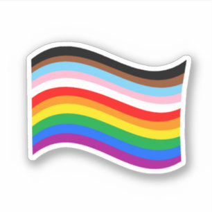 Wavy Progress Pride Striped Flag Pegatina