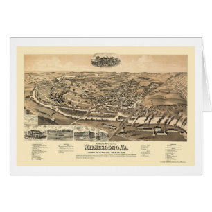 Waynesboro, mapa panorámico del VA - 1891