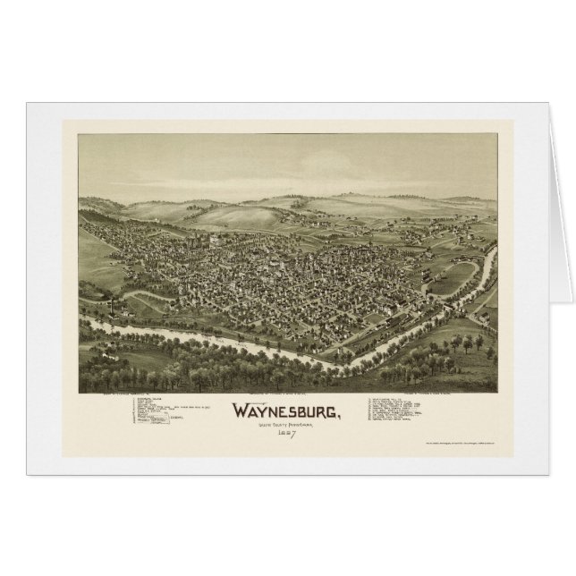 Waynesburg, mapa panorámico del PA - 1897 (Anverso (Horizontal))