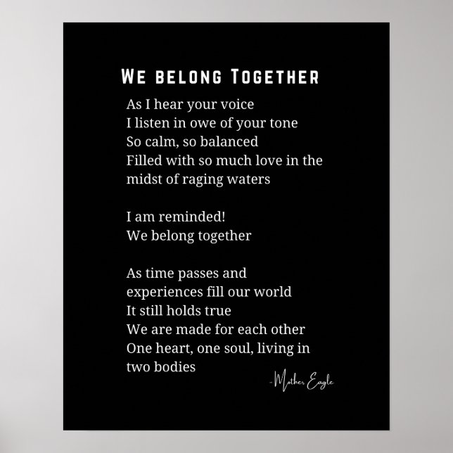 We Belong ama juntos el poema poster decoración de (Frente)