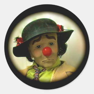 Weary Willie Sad Face Clown Gran Pegatina Redondo