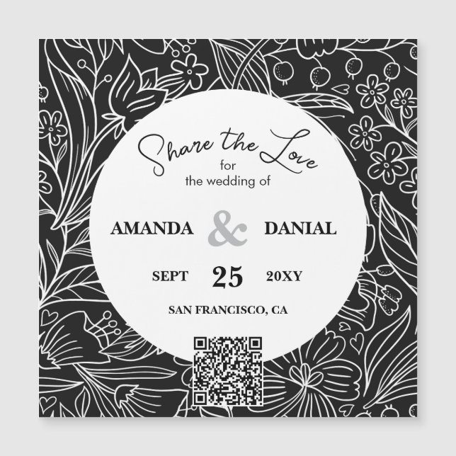 Web de Boda de caligrafía floral moderna de código (Anverso)