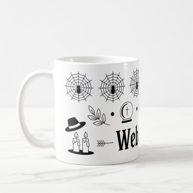 Web de Mentiras Mug | Copa de café de humor gótico (Izquierda)