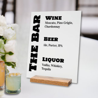 Wedding Bar Sign - Custom Acrylic Drink Display