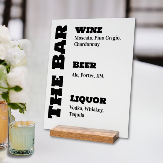Wedding Bar Sign - Custom Acrylic Drink Display (Specialty Drink Wedding Bar Sign)