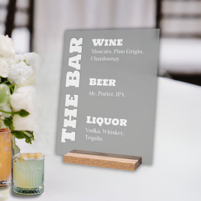 Wedding Bar Sign - Custom Acrylic Drink Display (Specialty Drink Wedding Bar Sign)