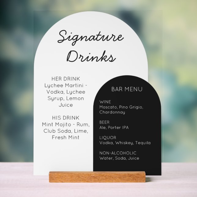 Wedding Bar Sign - Custom Arch Acrylic Display (Neutral )