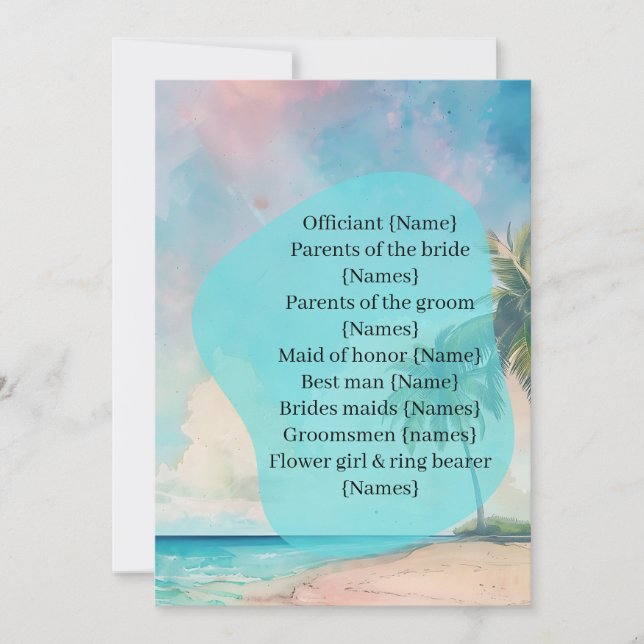 Wedding Ceremony Program Procession Beach Design (Anverso)