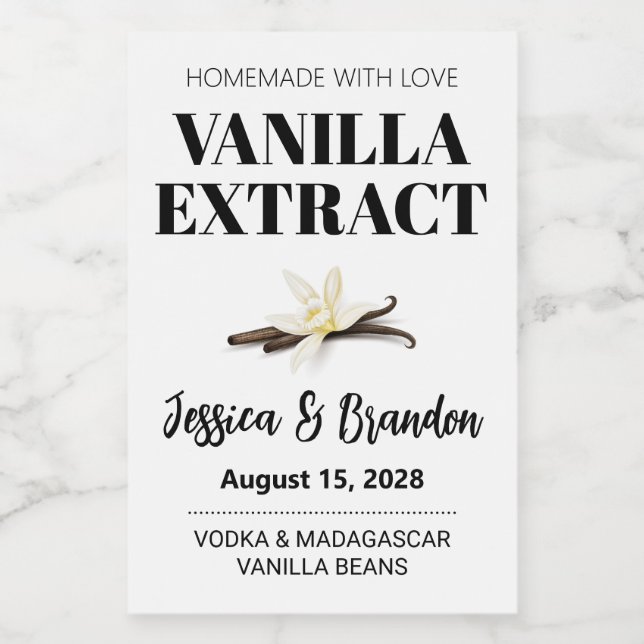 Wedding Custom Vanilla Extract Label (Etiqueta única)