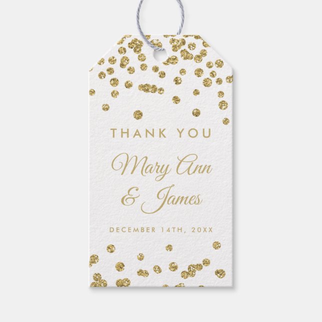 Wedding Favor Etiqueta Oro Faux Purpurina Confetti (Anverso)