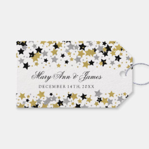 Wedding Favor Etiqueta Oro Purpurinas Estrellas Co