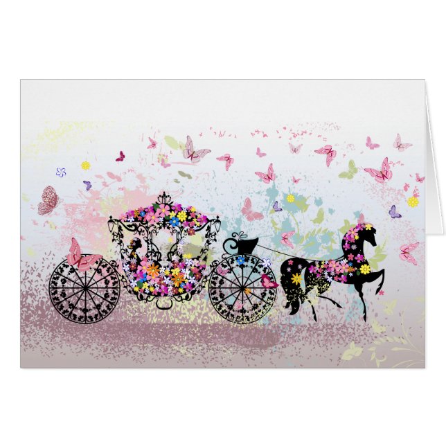 Wedding Horse & Carriage Flowers & Butterflies (Anverso (Horizontal))