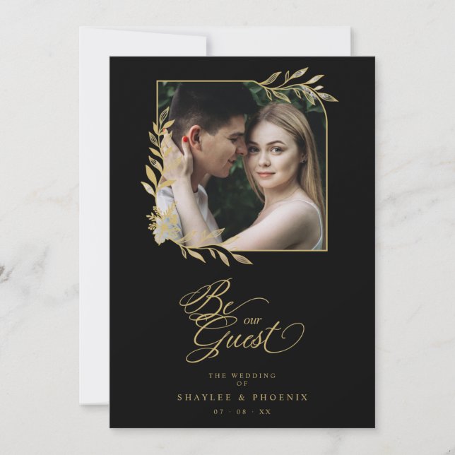Wedding Luxury Golden Branches Frame Chic Photo (Anverso)