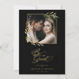 Wedding Luxury Golden Branches Frame Chic Photo