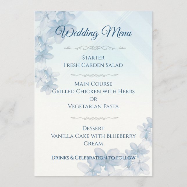 Wedding Menu Elegant Editable  (Anverso)