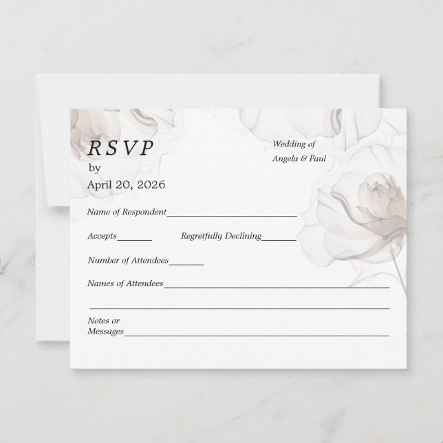 Wedding RSVP Card Soft Rose Flowers (Anverso)