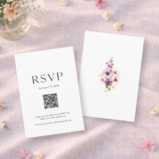 Wedding RSVP Card with QR Code | Elegant Floral