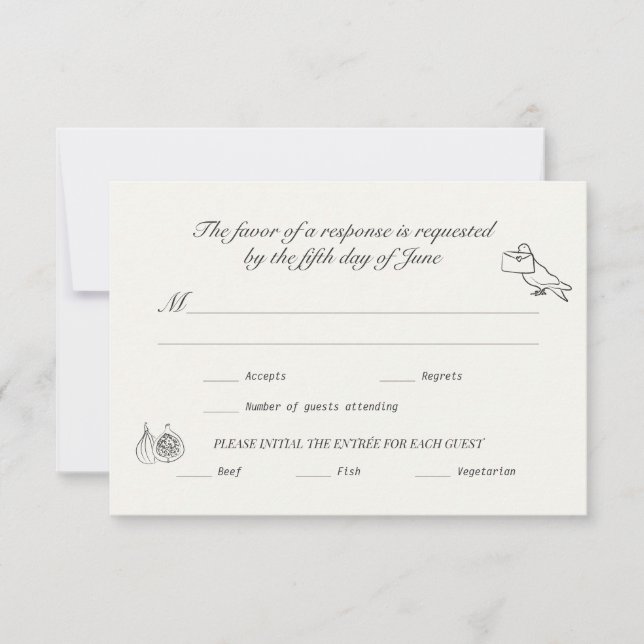 Wedding RSVP Charcoal Linen Illustrated (Anverso)