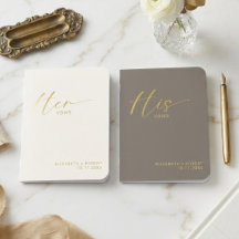 Wedding Vow Books His Hers Script Taupe Ivory