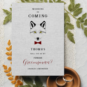 Wedding Wolf Jr Groomsman Grey Shades Red Bow Tie