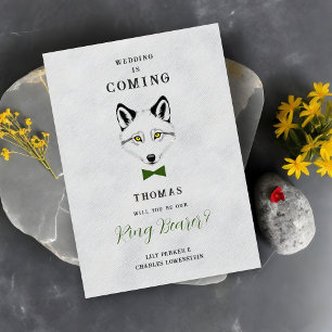 Wedding Wolf Ring Bearer Grey Shades Green Bow Tie