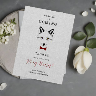 Wedding Wolf Ring Bearer Grey Shades Red Bow Tie