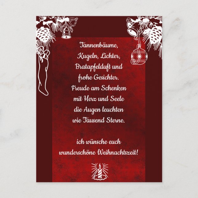 Weihnachtsgedicht Deutsch , añada su postal de tex (Anverso)