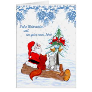 Weihnachtsmann mit Kaninchen Fox y Eichhörnchen
