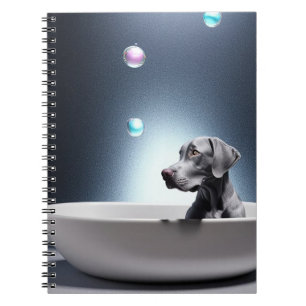 Weimaraner Con Cuaderno Espiral De Burbujas