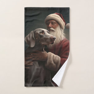 Weimaraner con Santa Claus Navideño Festivo