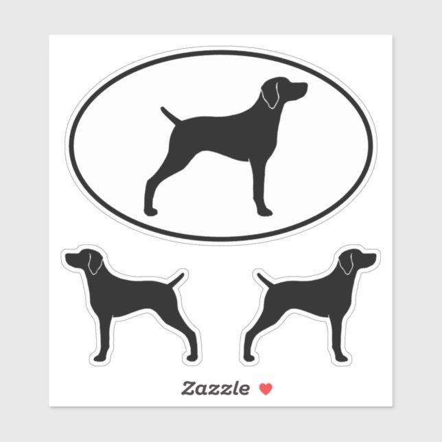 Weimaraner Dog Silhouettes Weim Vinyl Pegatina Set (Hoja)