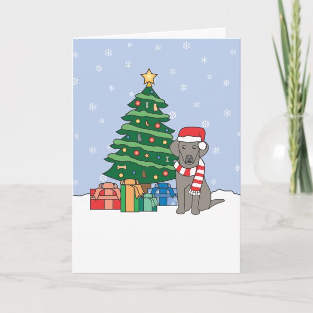 Weimaraner y árbol de navidad (Anverso)