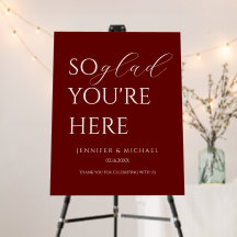 Welcome sign burgundy elegant modern