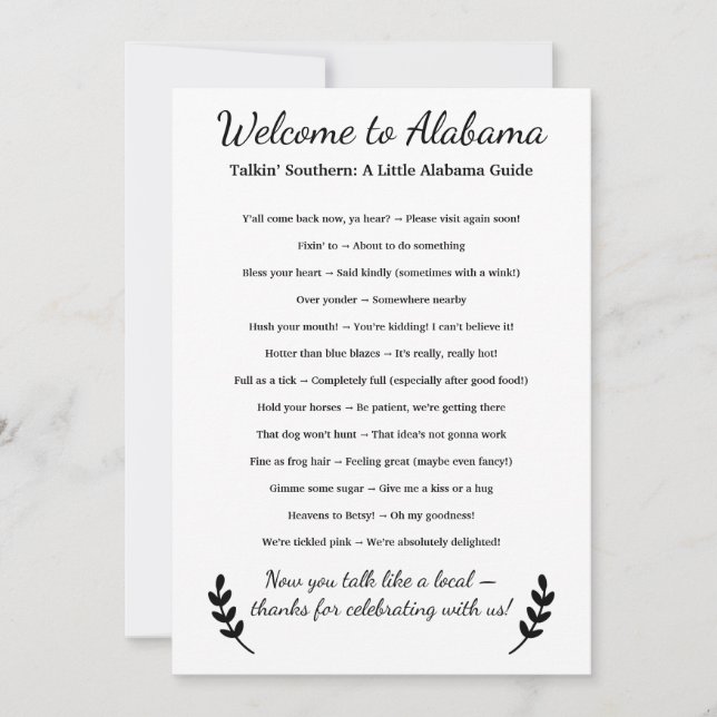 Welcome to Alabama Personalized with Local Phrases (Anverso)