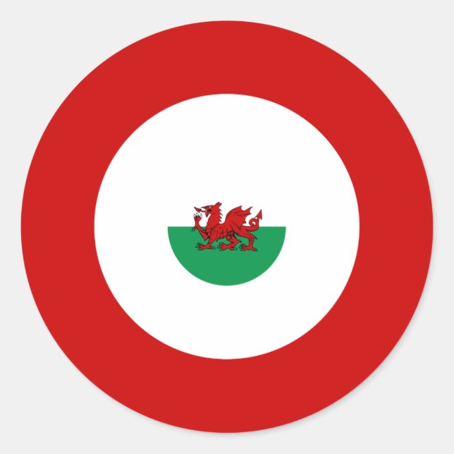 Welsh Mod Bullseye Round Pegatina (Anverso)